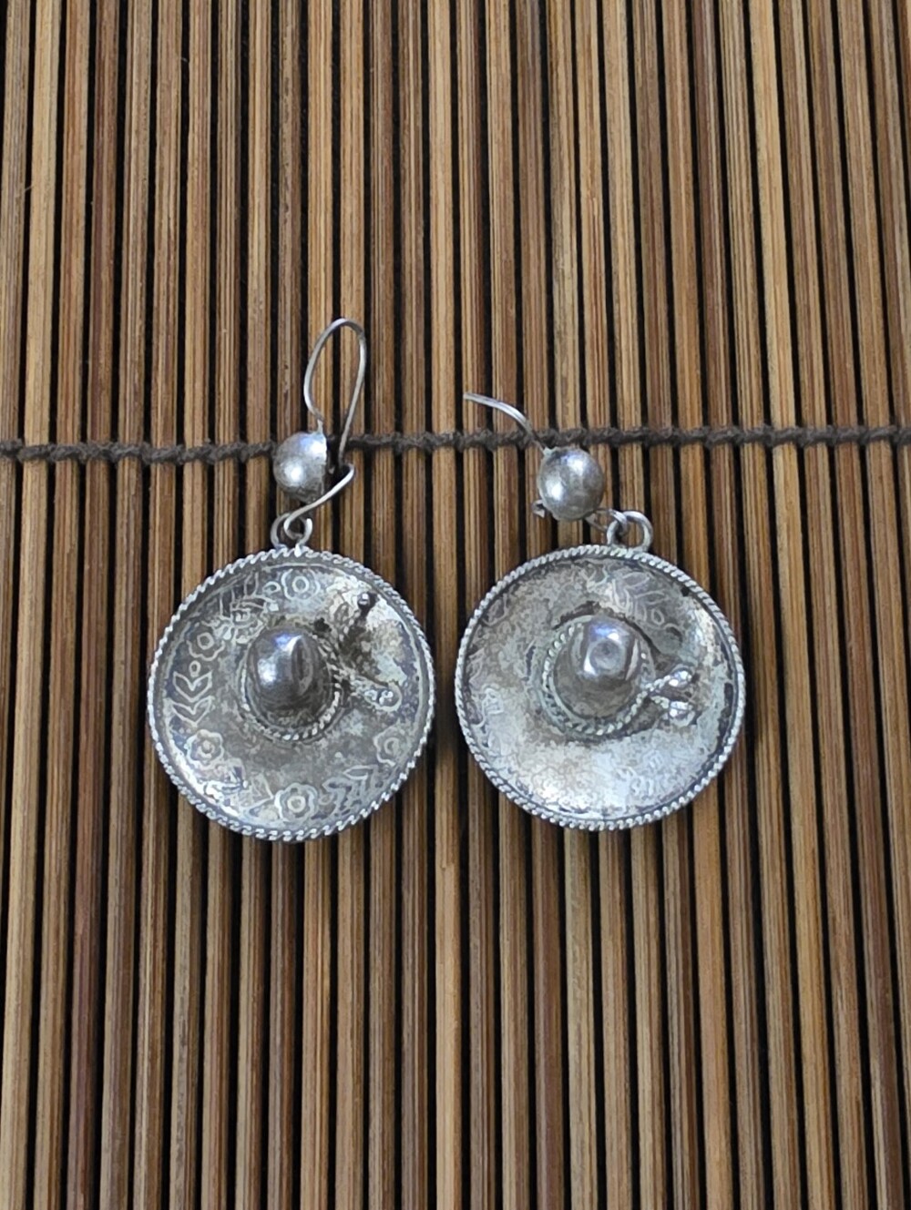 925 Silver Taxco Sombrero Dangle Earrings (Vintage)